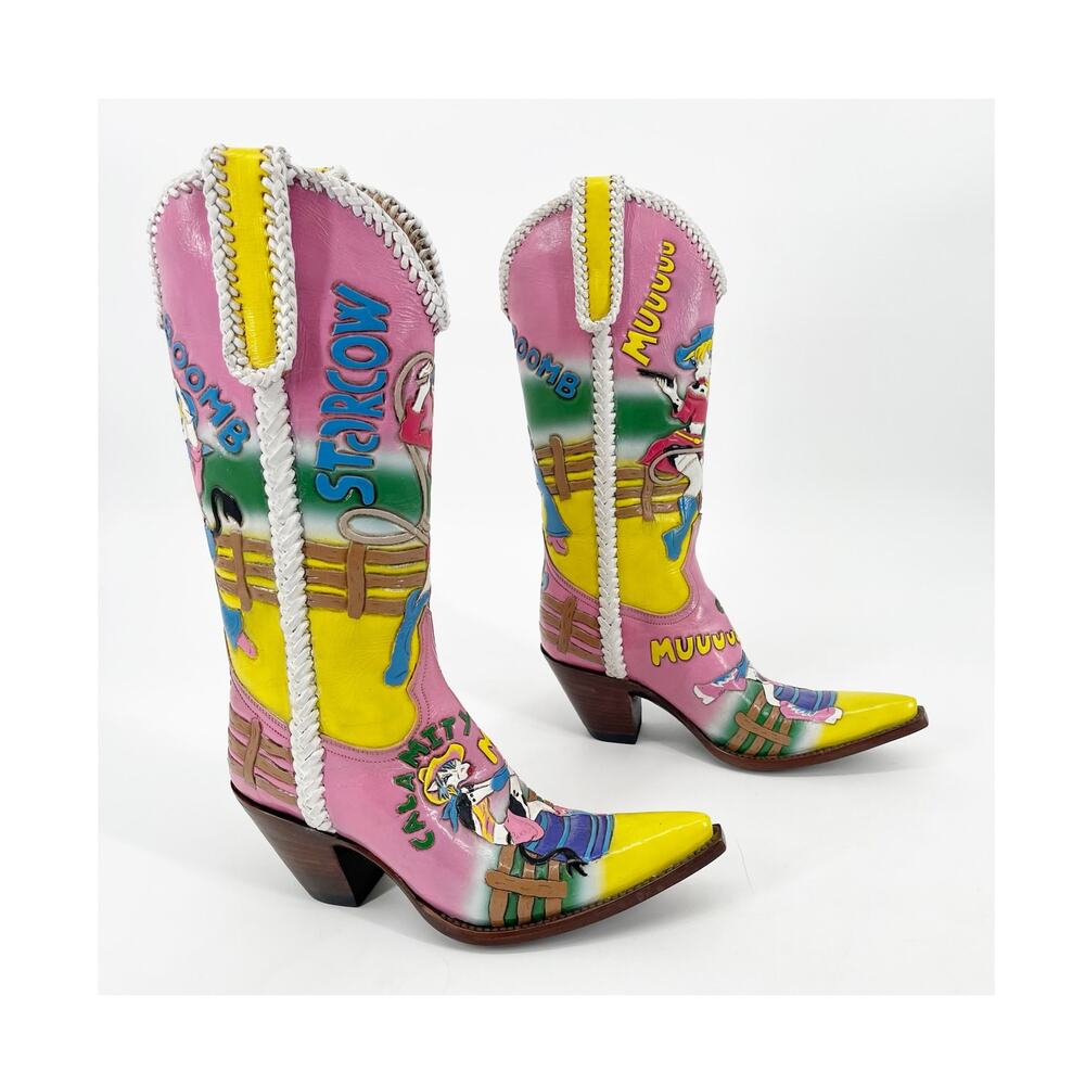 RARE Old Gringo Pink Calamity Cartoon Star Cow Cowgirl Rodeo Boots Women’s 6.5
